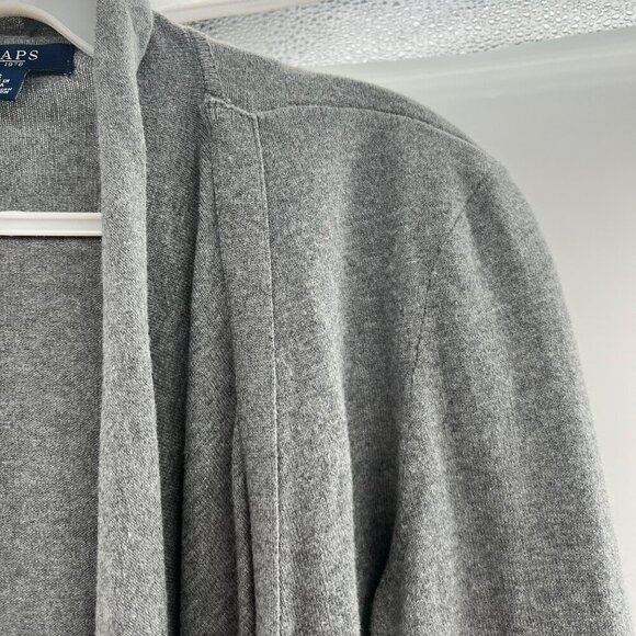 Chaps Cardigan Women's Size Small Gray Open Front Long Sleeve Buttons - Picture 4 of 8